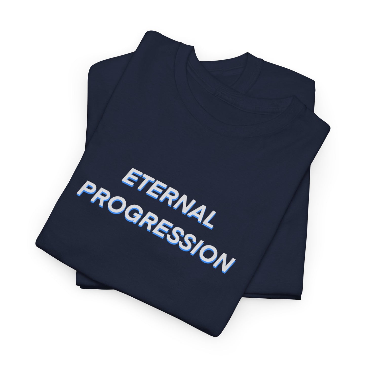 Navy Eternal Progression shirt with blueprint sketch on back