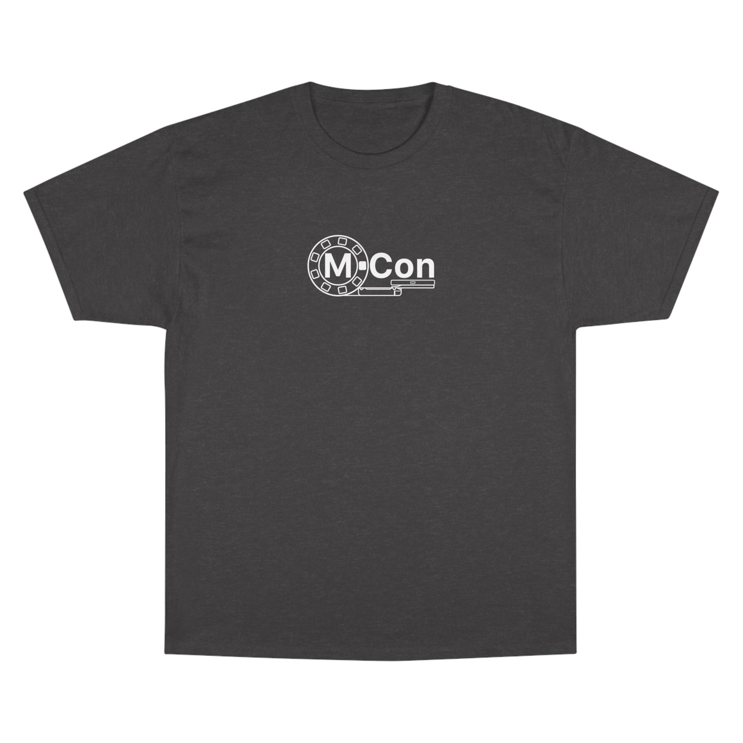 Champion M-Con shirt with blueprint sketch on back