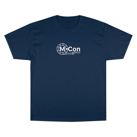 Champion M-Con shirt with blueprint sketch on back