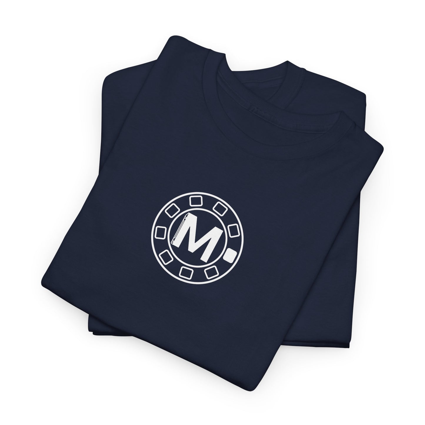 Navy M-Con shirt with blueprint sketch on back